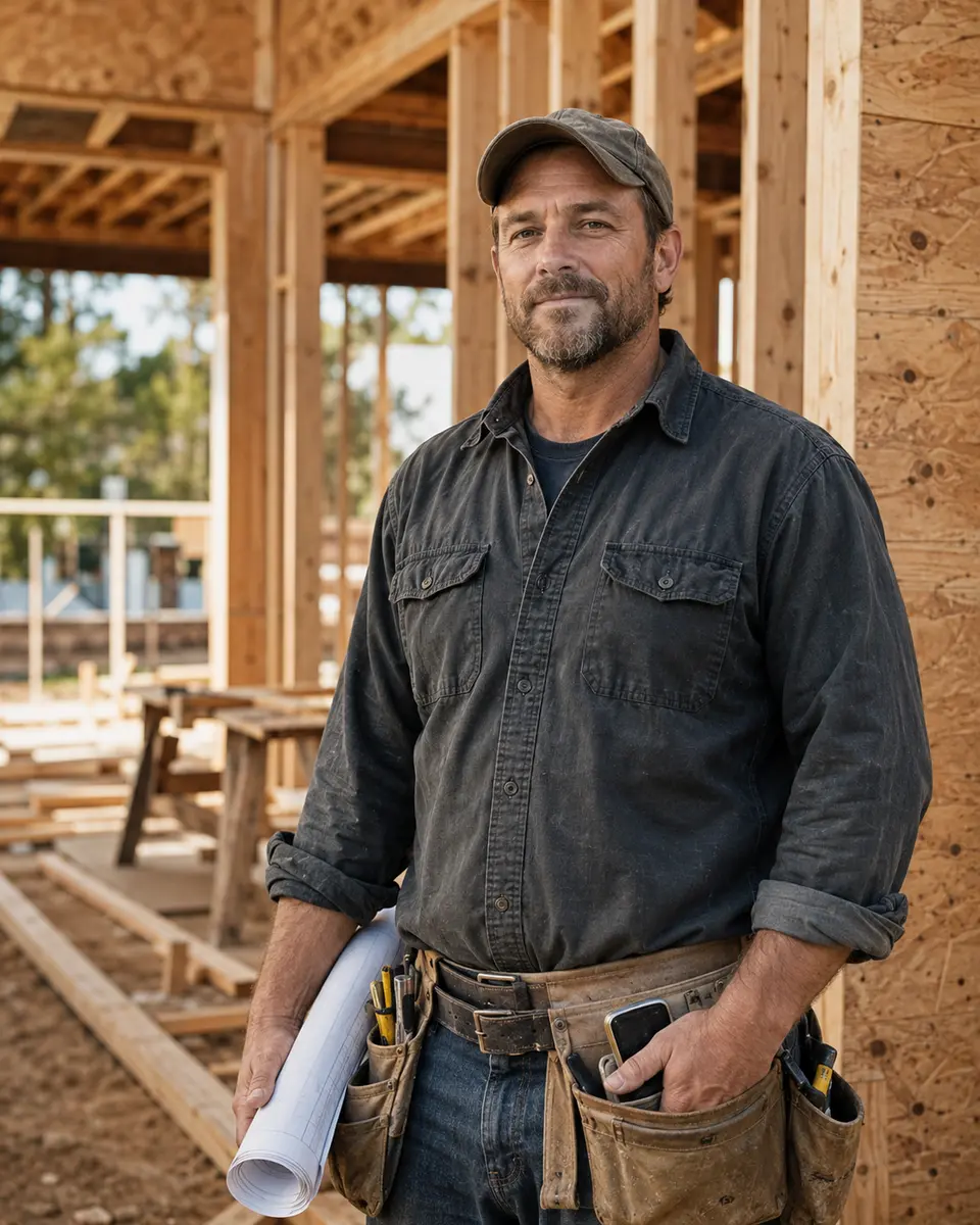 Construction business owner at a residential job site
